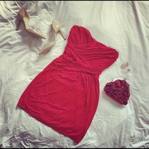 Express | Red, Ruched Mini Party Dress